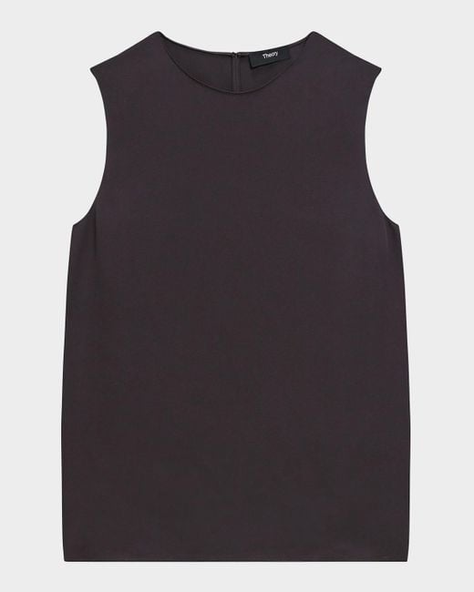 Theory Blue Silk Straight Shell Top