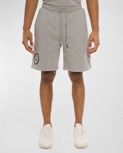 Avirex Gray Stadium Drawstring Cotton Shorts for men