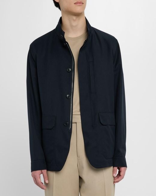Zegna Blue Apos;S Solid Car Coat for men