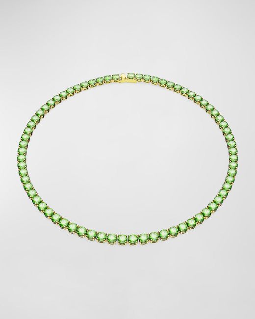 Swarovski Metallic Matrix Rhodium-Plated Round-Cut Crystal Tennis Necklace