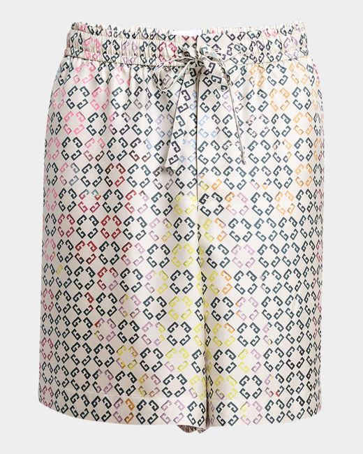 Givenchy White Monogram Silk Shorts for men