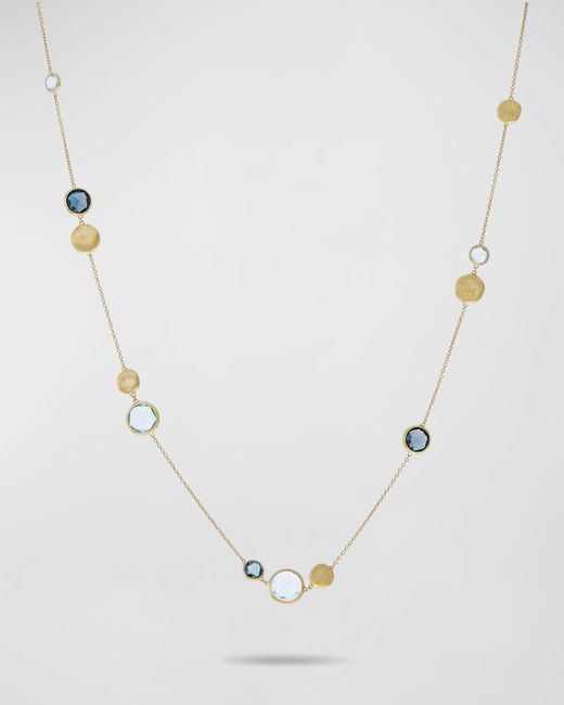 Marco Bicego White Jaipur 18k Yellow Gold Mixed Blue Topaz Collar Necklace