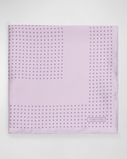 Tom Ford Purple Mulberry Silk Polka Dot-Print Pocket Square for men