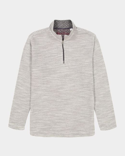Robert Graham White Heathered Knit Quarter-Zip Sweater for men