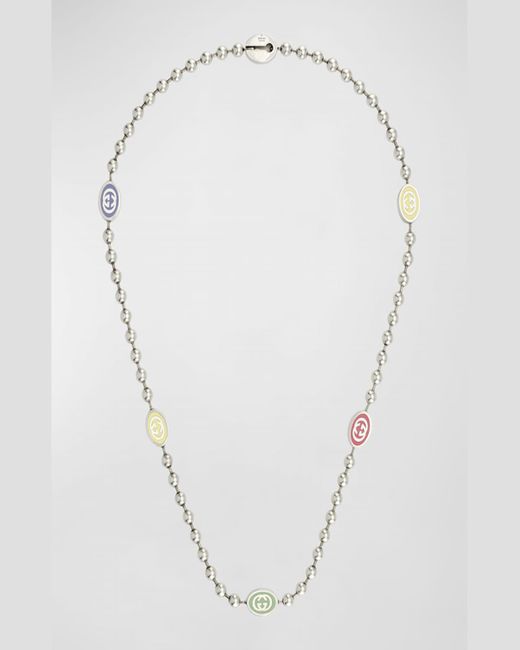 Gucci White Interlocking G Sterling Silver Boule Necklace