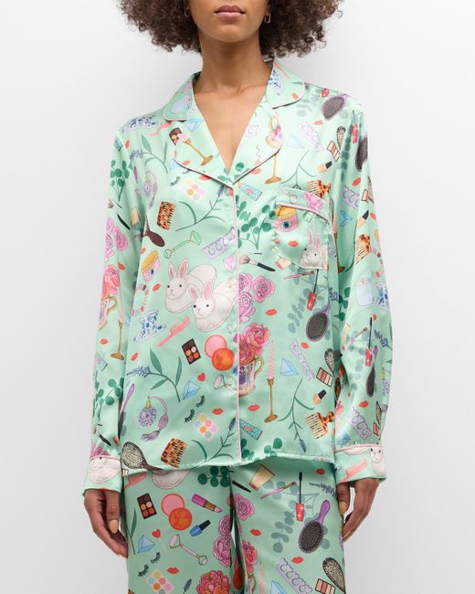 Karen Mabon Green Printed Cropped Pajama Set