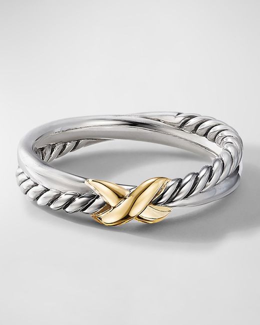 David Yurman Gray Petite X Ring In Silver With 18k Gold, 4mm