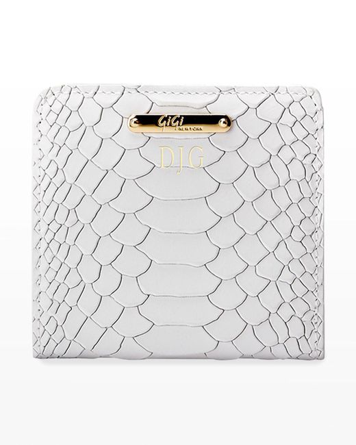 Gigi New York Gray Python-Embossed Leather Mini Folding Wallet