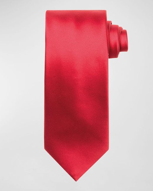 Stefano Ricci Red Solid Silk Satin Tie for men