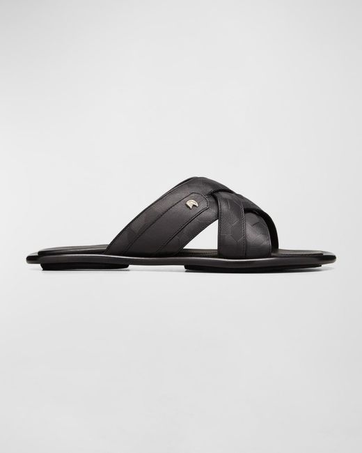 Stefano Ricci Black Leather Slide Sandals for men