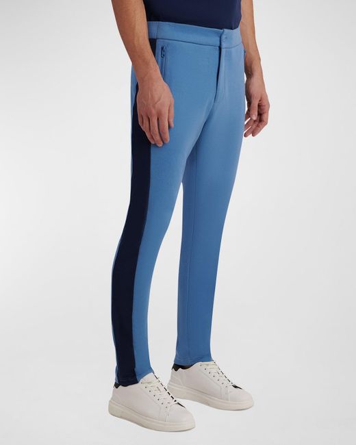 Bugatchi Blue Comfort Jogger Pants With Contrast Side for men
