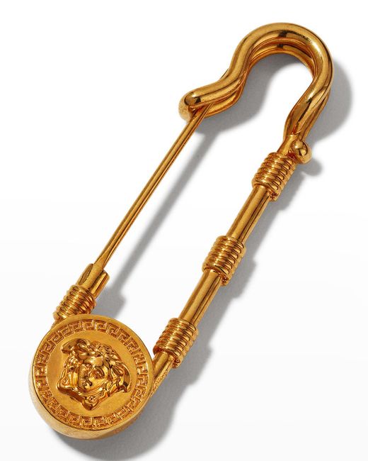 Versace Medusa Safety Pin in Metallic Lyst