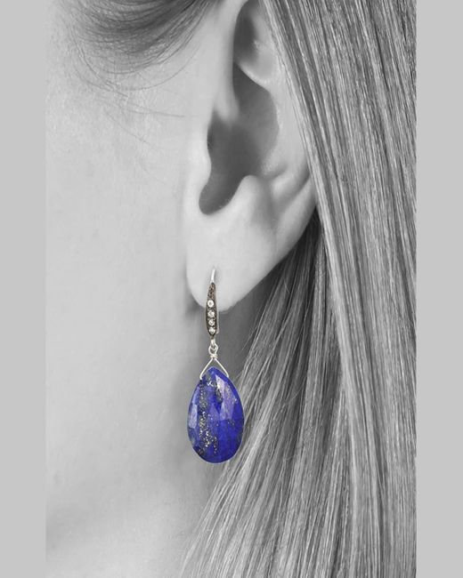 Margo Morrison Blue White Sapphire Earrings On A Vermeil Hook