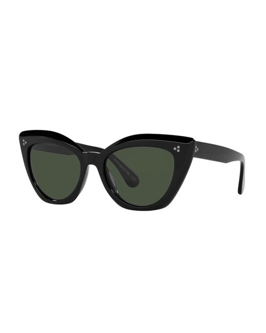 Oliver Peoples Black Laiya Dramatic Acetate Cat-eye Sunglasses