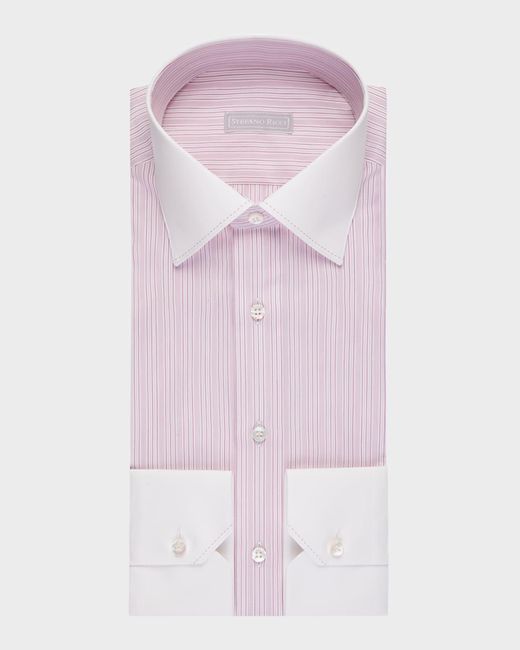 Stefano Ricci Pink Cotton Stripe Dress Shirt for men