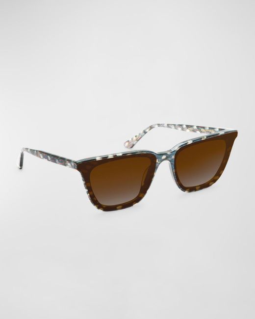 Krewe Natural Bowery Nylon Acetate Cat-Eye Sunglasses