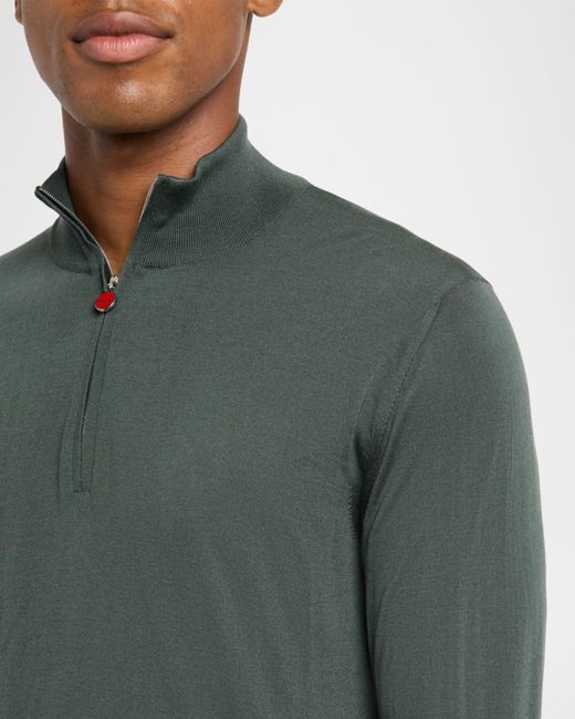 Kiton Green Apos;S Wool Half-Zip Sweater for men