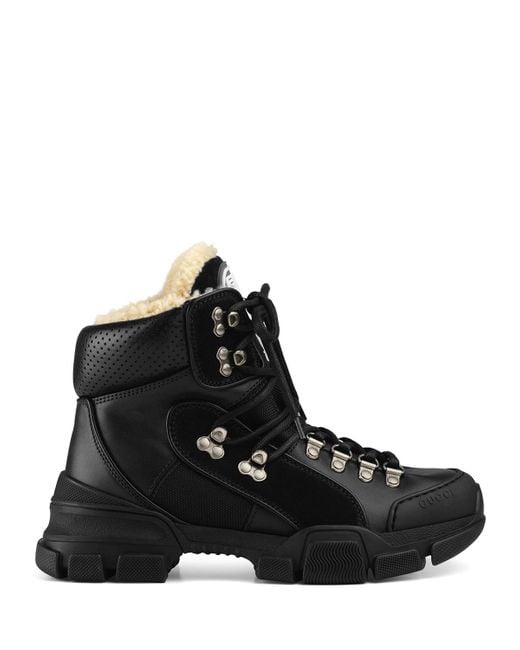 Gucci Suede Flashtrek Shearling-lined Hiker Boots in Nero (Black) - Lyst