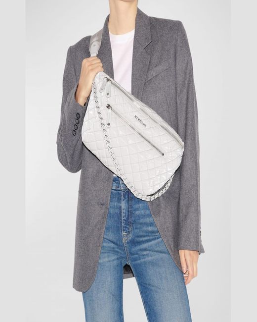 MZ Wallace Gray Crosby Sling Quilted Crossbody Bag