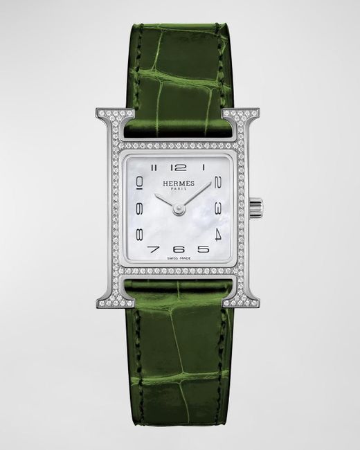 Hermès Green Heure H Watch, Small Model, 25mm