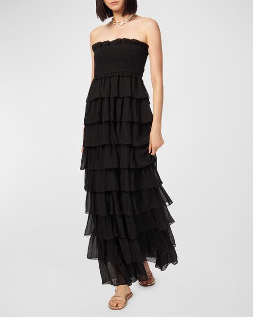 Cami NYC Black Stella Strapless Tiered-Ruffle Maxi Dress