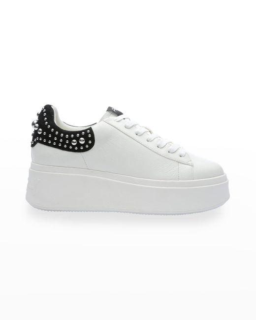 Ash Moby Stud Bicolor Leather Platform Sneakers in White | Lyst