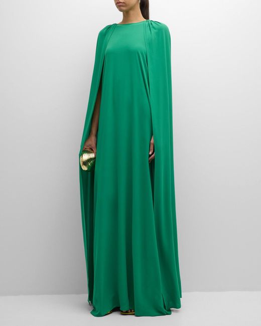 BERNADETTE Green Minnie Cape Maxi Dress