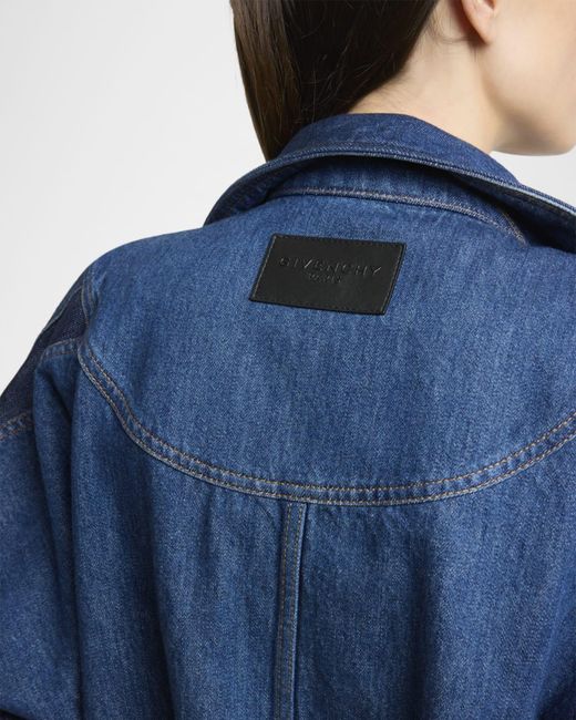 Givenchy Blue Paneled Denim Bomber Jacket