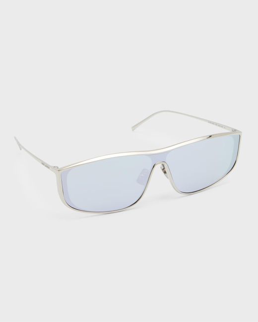 Saint Laurent Blue Sl 605 Metal Rectangle Sunglasses for men