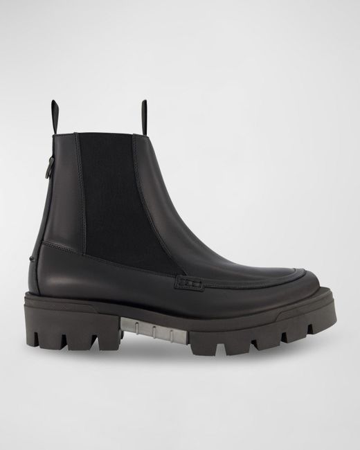 Karl Lagerfeld Black Leather Apron Toe Chelsea Boots for men
