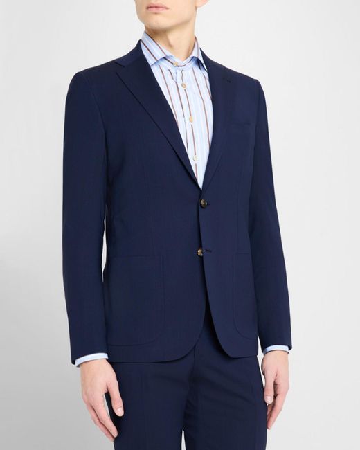 Kiton Blue Apos;S Solid Wool Blazer for men