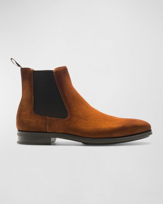 Magnanni Shoes Brown Riley Suede Chelsea Boots for men