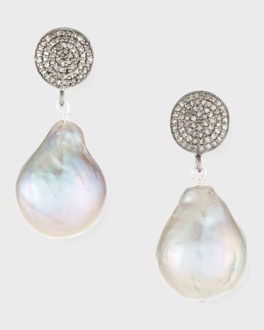 Margo Morrison Metallic Stone Earrings With Pave Diamonds And Crystal