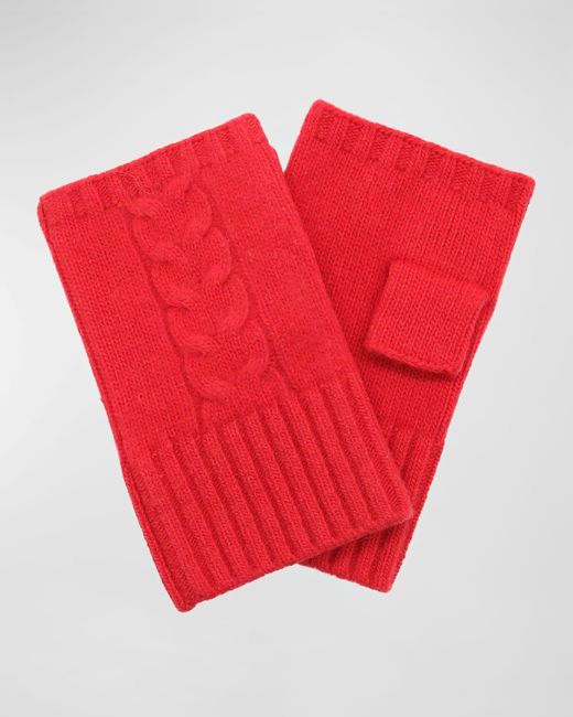 Bergdorf Goodman Red Cable-Knit Fingerless Gloves for men