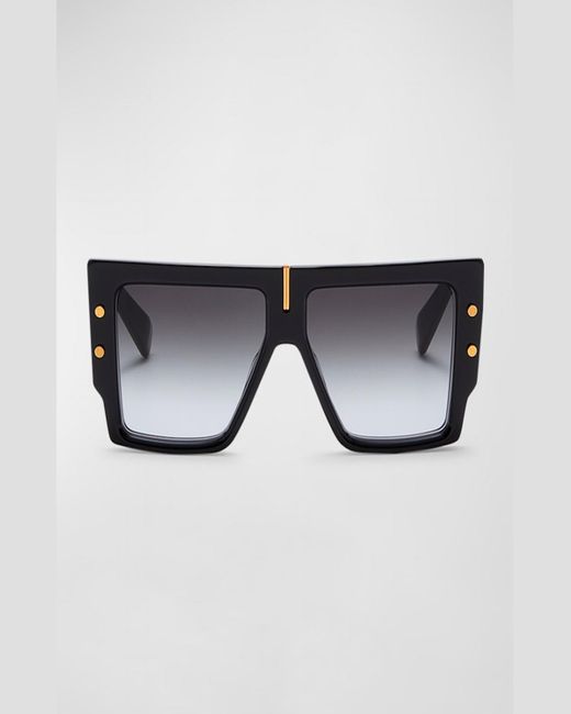 Balmain Multicolor B-Grand Acetate & Titanium Square Sunglasses
