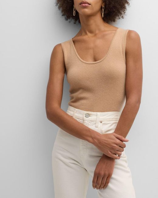 Neiman Marcus Natural Cashmere Basic Tank Top