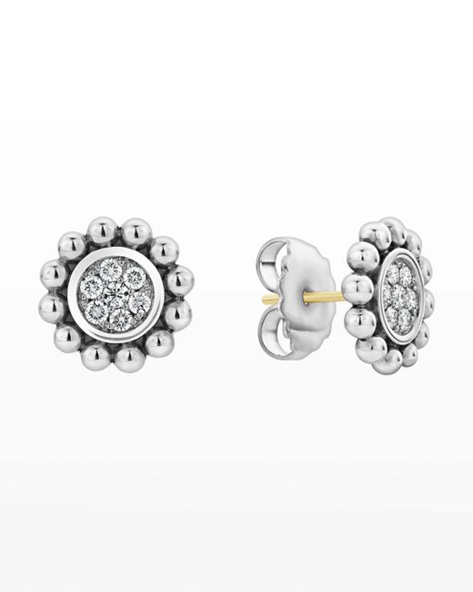 Lagos Metallic Caviar Spark Diamond Circle Stud Earrings