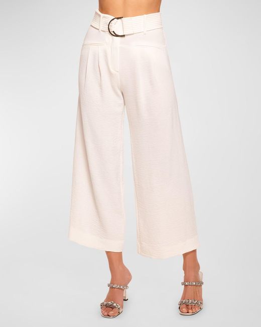 Ramy Brook White Marguerite Belted Cropped Pants