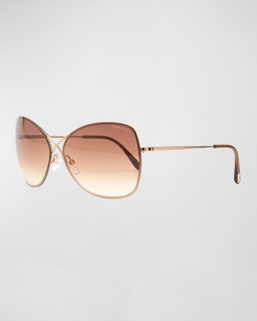 Tom Ford White Colette Metal-frame Butterfly Sunglasses