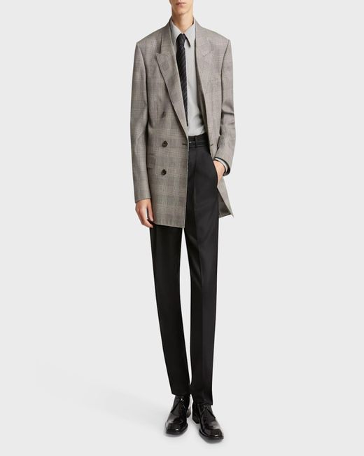 Saint Laurent Brown Double-Breasted Relaxed Blazer for men
