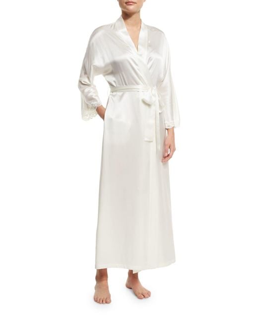 Christine Lingerie White Bijoux Long Silk Robe