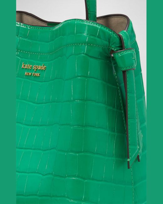 Kate Spade Green Knott Croc-Embossed Leather Top-Handle Bag
