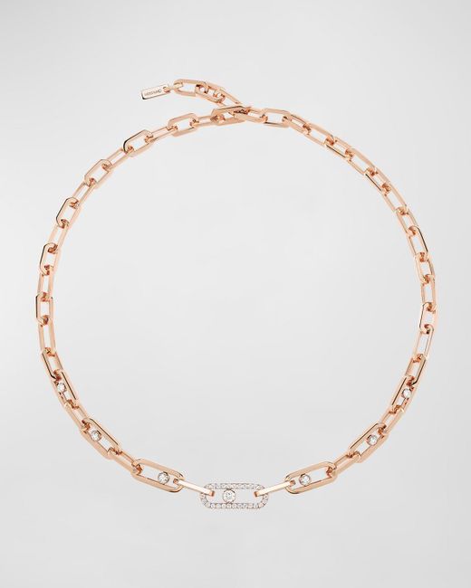 Messika Natural Move Link 18k Pink Gold Diamond Necklace