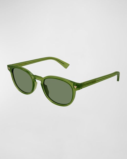 Bottega Veneta Green Bv1253s Acetate Round Sunglasses for men