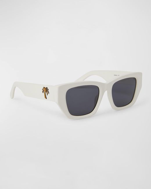 Palm Angels White Hinkley Acetate Square Sunglasses for men