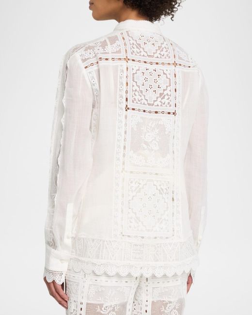 Zimmermann White Aster Embroidered Blouse
