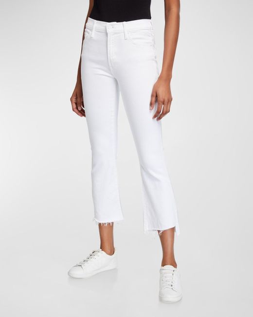 Mother White The Insider Crop Step Fray Jeans