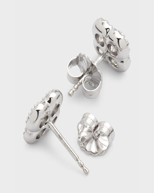 Neiman Marcus 18k White Gold Diamond Flower Stud Earrings
