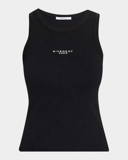 Givenchy Black Logo Ribbed Tank Top