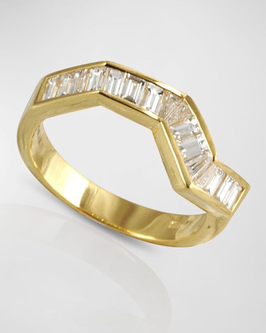 Kavant & Sharart Metallic Origami Ziggy White Diamond Ring In 18k Yellow Gold